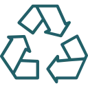 Icône recyclage représentant la durabilité, illustrant l’engagement à réutiliser des cuirs et matériaux écologiques pour réduire l’impact environnemental.