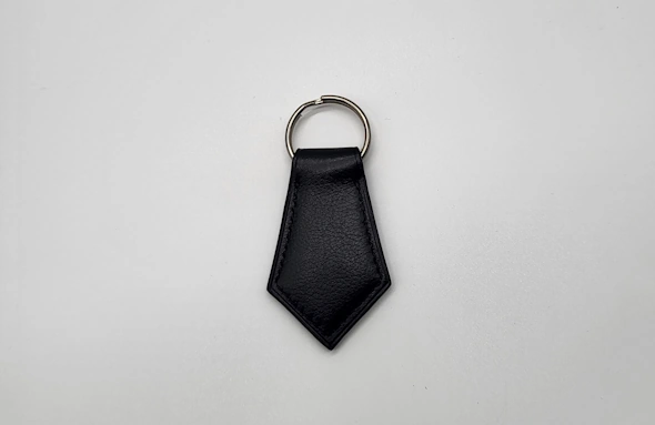 Porte-clés cravate en veau noir et saumon bleu électrique dos