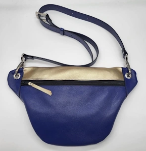 sac banane en cuir de veau bleu électrique